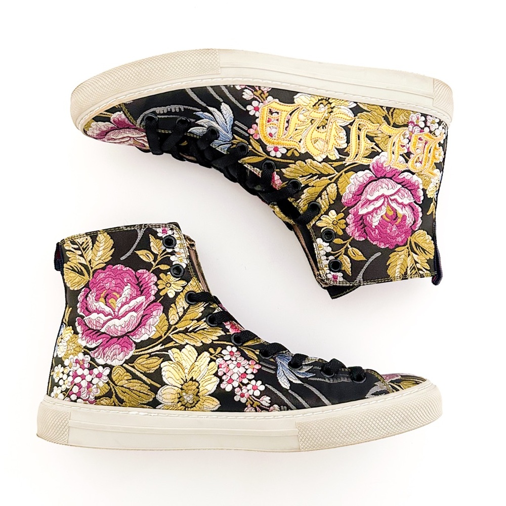 Gucci Sylvie Blind For Love High Top Lace Up Sneakers Floral Print Jacquard 38 - Picture 5 of 10